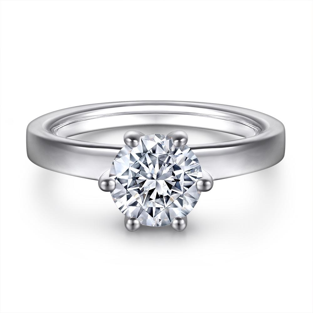 

Tonglin Classic Six-Prong 1 Carat Simulated Diamond Zircon Women s Ring, 925 Silver US Size 5