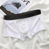 Mid-Rise Elastic Waistline Men Panties Simple Patchwork Color U Convex Shorts Briefs