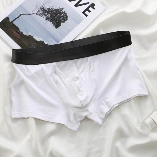 Mid-Rise Elastic Waistline Men Panties Simple Patchwork Color U Convex Shorts Briefs