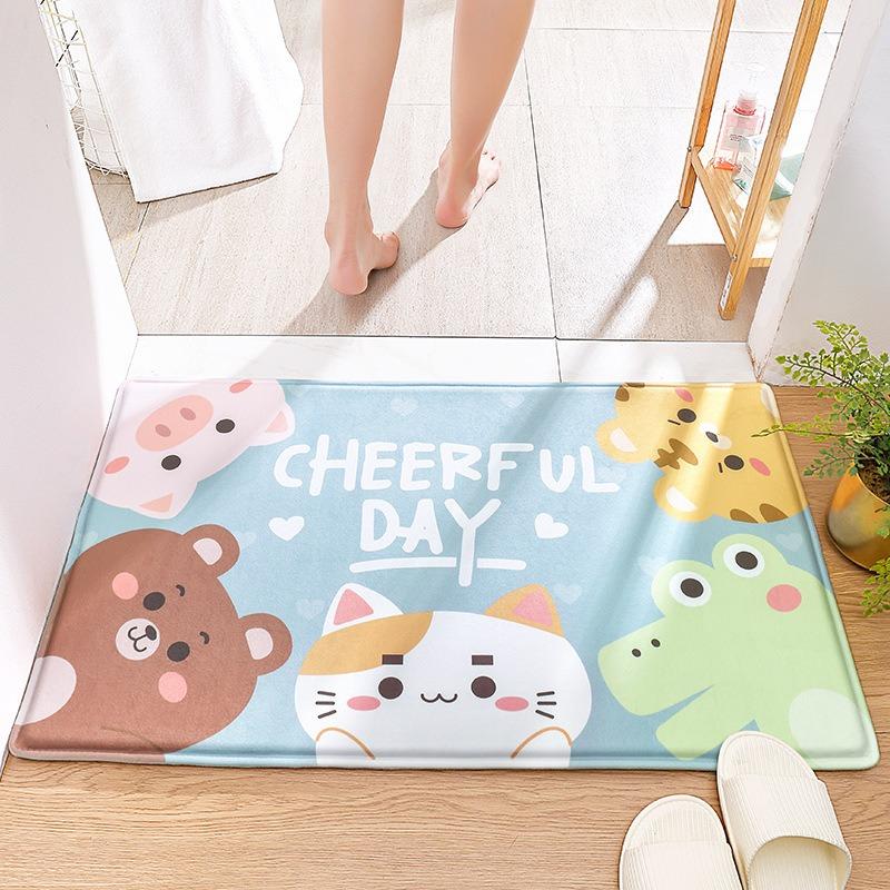 Rabbit Welcome Mat for Front Door Outdoor Entry Print Doormat Non Slip Kitchen Bedroom Footpad Home Indoor Decor Funny Kid Rug