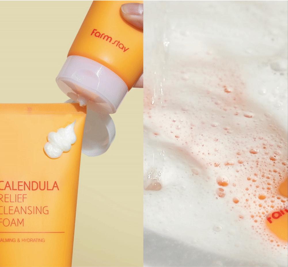 FARM STAY Calendula Relief Cleansing Foam 180ml+ RANDOM GIFT