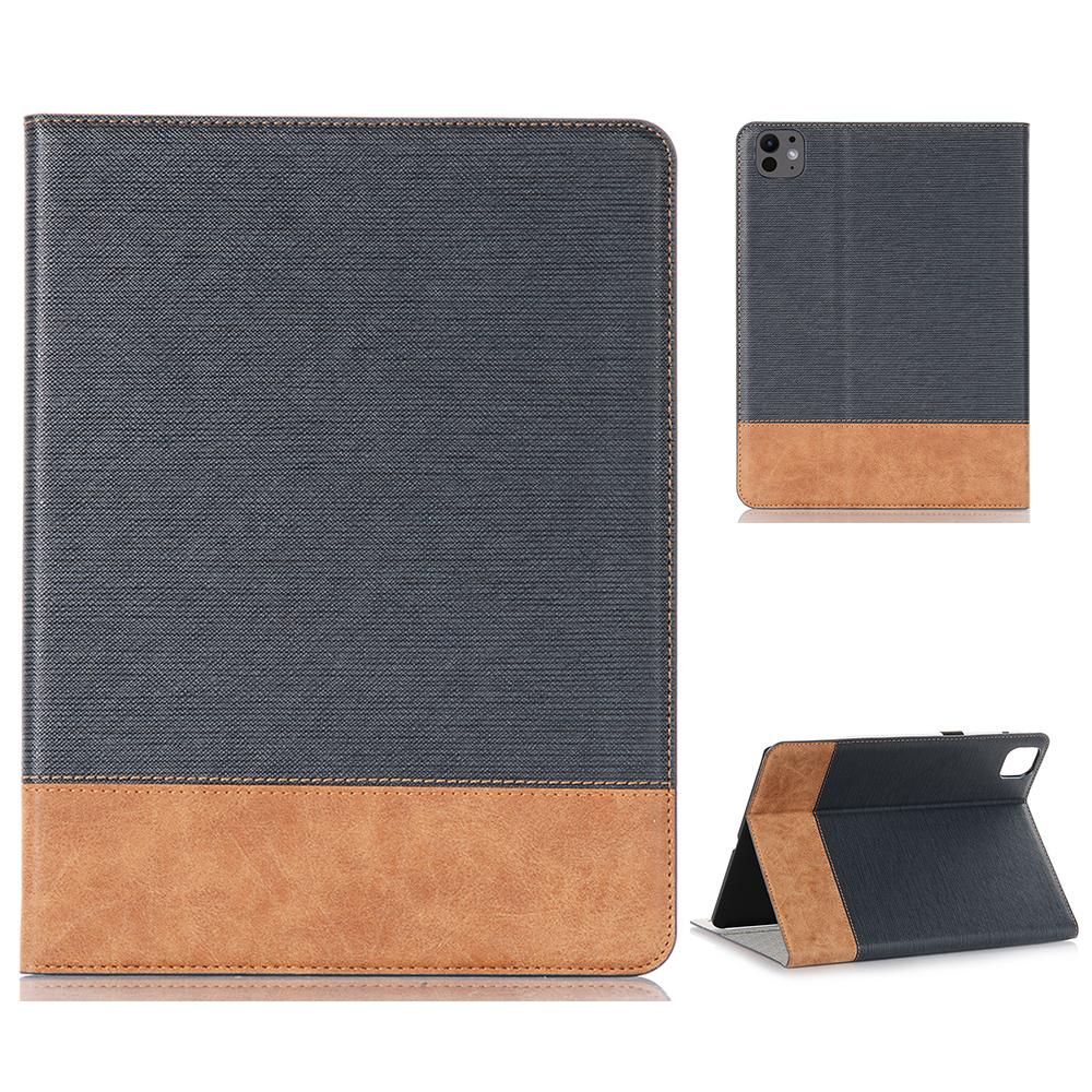 For iPad Pro 11 (2024) Case Auto Wake/Sleep PU Leather Tablet Cover Cross Texture Splicing