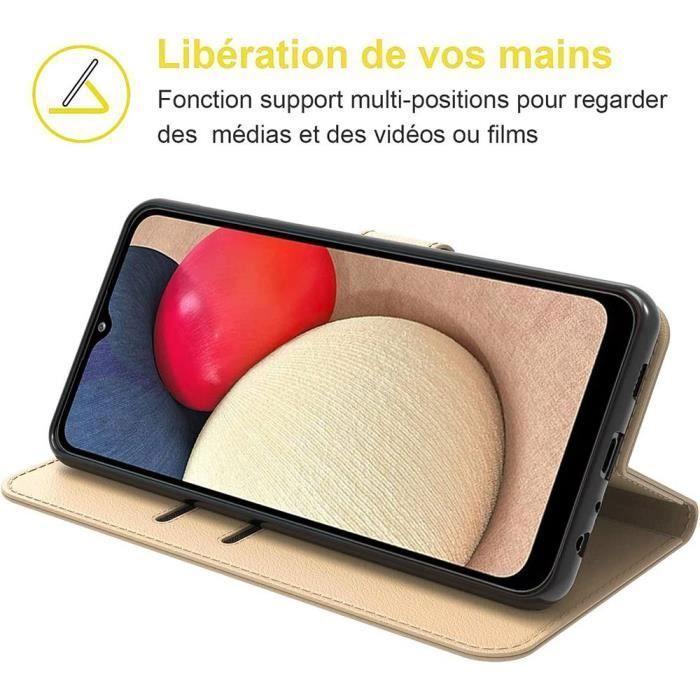 Coque de Téléphone - BOOLING - pour Samsung A33 5G - Anti Rayure - Anti-Choc - Effet Cuir Doré - avec 2 Verres Trempés