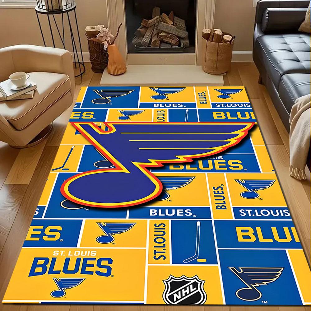 St. Louis Blues Hockey Logo Design Patterned Carpet, Non Slip Mat Suitable for Living Room and Bedroom Sofas