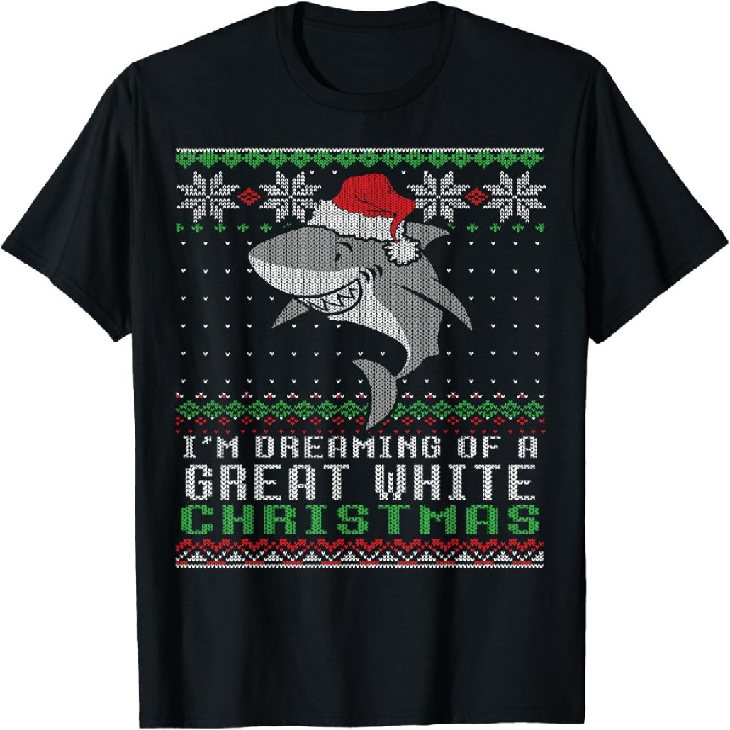 I m Dreaming Of A Great White Christmas Shark T-Shirt T-Shirt S