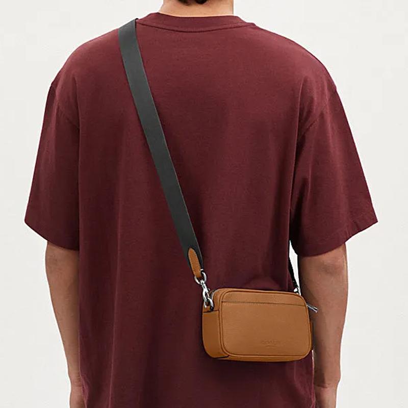 Coach JAYDEN 19 Logo Letter Embossed Zipper Closure, Cow Leather, Shoulder Crossbody Bag, Small Size, Women's Light Brown