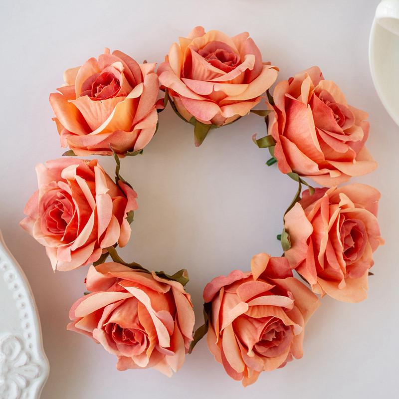 10PCS Artificial Flowers Wedding Garden Silk Rose for Home Decoration Accessories Party Christmas Wreath Headwear Wrist Flower
