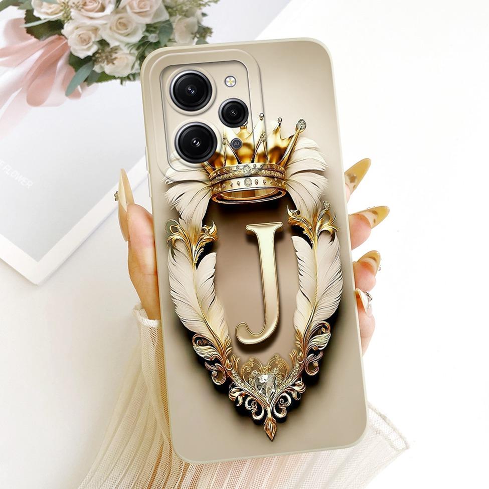 Cover For Redmi 12 Case Silicone Luxury Fashion A-Z Letters 2D Painted Phone Case 23053RN02A 23053RN02Y 23077RABDC