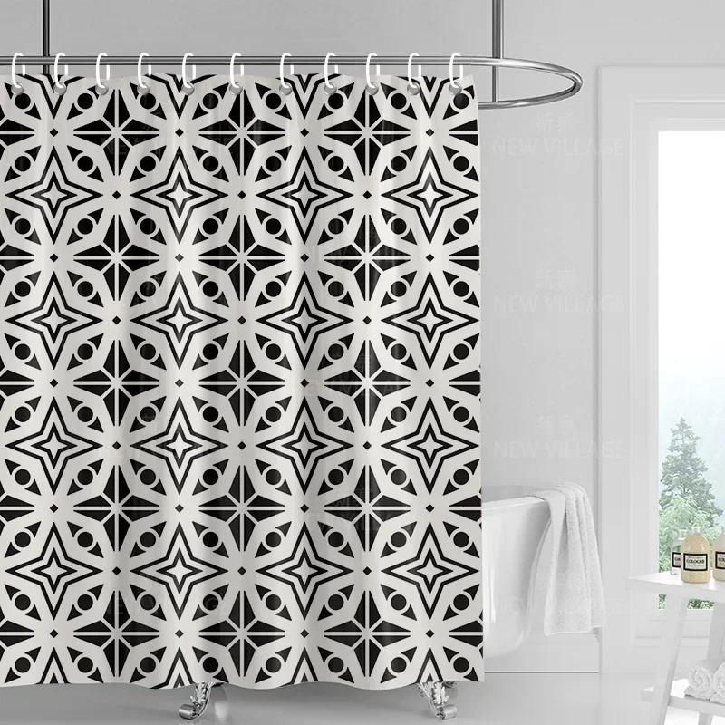 Decorazione casa tende da doccia bagno tessuto tenda impermeabile Soggiorno Moderno Nordico Moderno motivo geometrico semplice