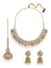 Multicolor Dazzling Stones Beads Drop Necklace Earring & Maangtikka Set For Women