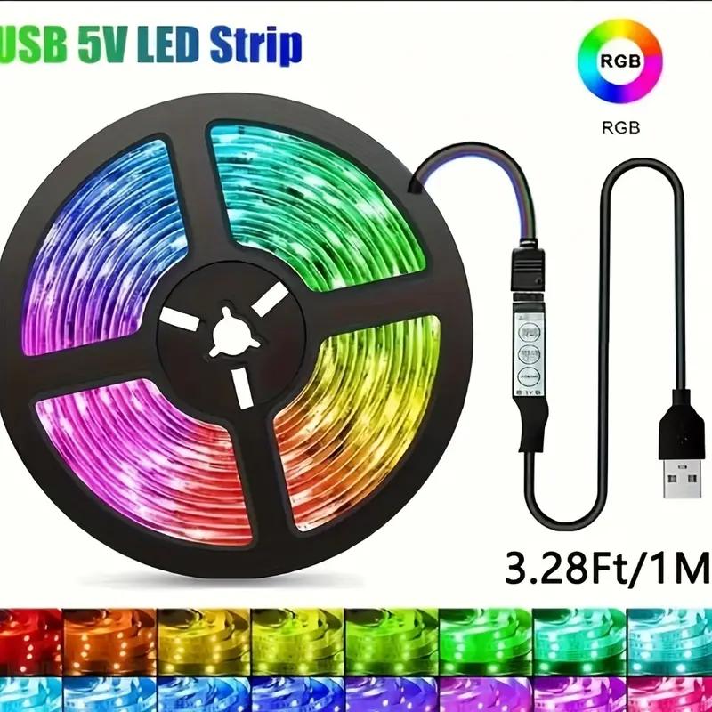 

Светодиодная лента RGB 5050 с USB и 3-кнопочным контроллером, идеально подходит для игровых комнат, гостиных и спален, без батареек