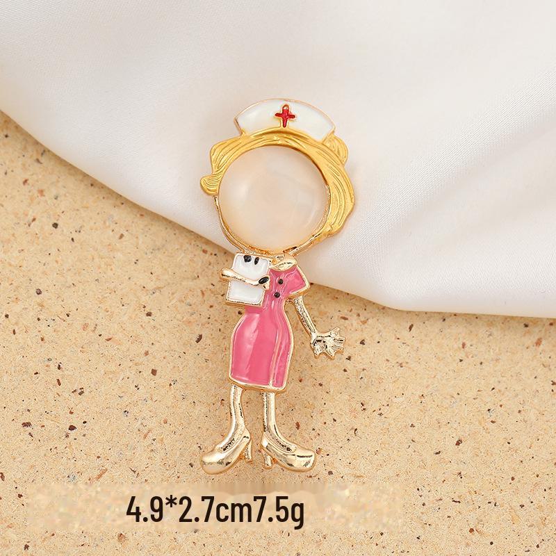 Epidemic Prevention Brooch: Cute Doctor/Nurse Pin, Personalized Fashion Alloy with Oil Drop Design