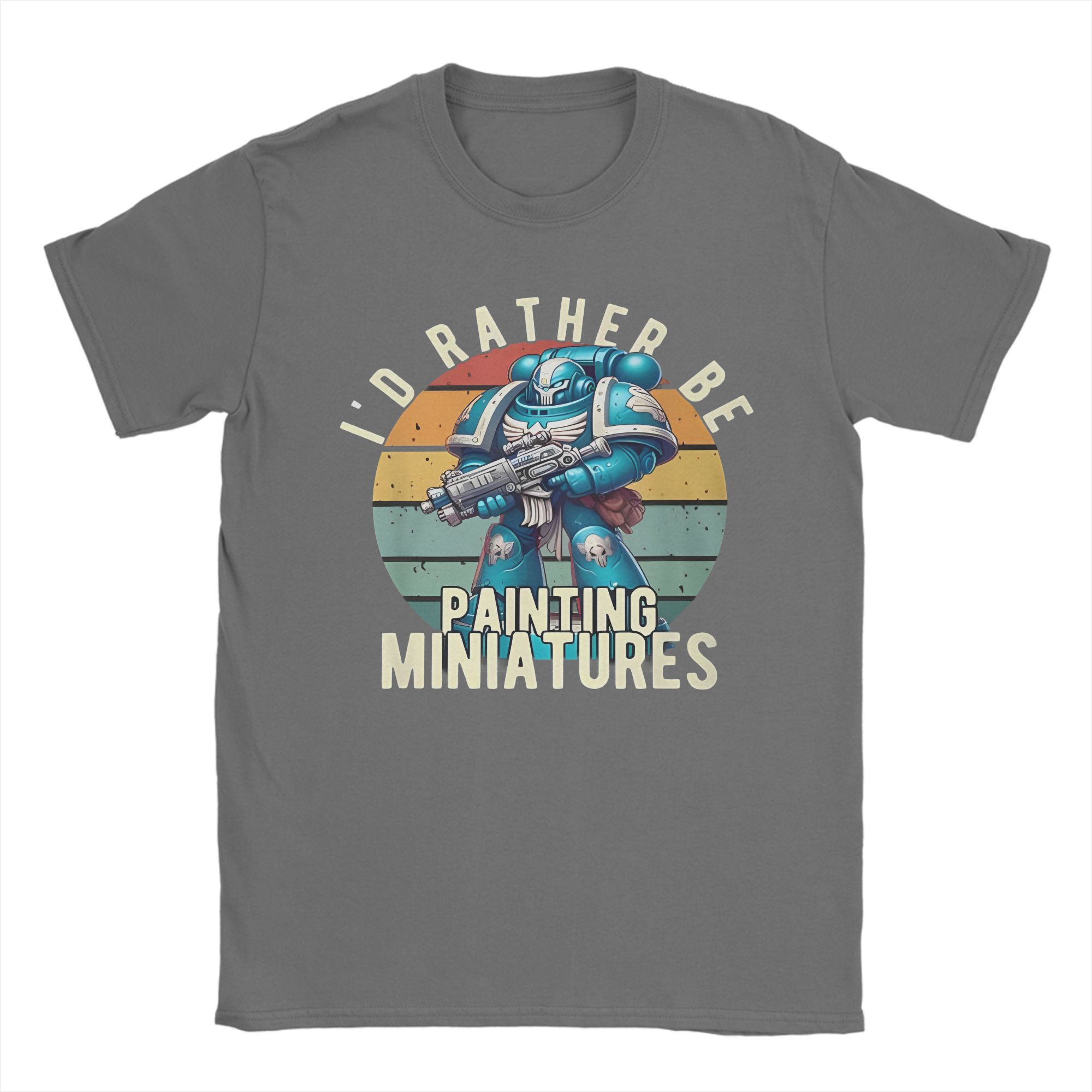 Winter snow Grafische Print Warhammered 40K T-shirt voor Heren Dames Ik Verf Liever Miniaturen 100% Katoenen T-shirts Korte Mouw Tops S donkergrijze kleur