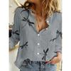 Camicia Casual da Donna con Revers Ampio, Camicia Casual con Stampa di Cane Carino, Abbigliamento Elegante da Donna, Camicia da Casa a Maniche Lunghe