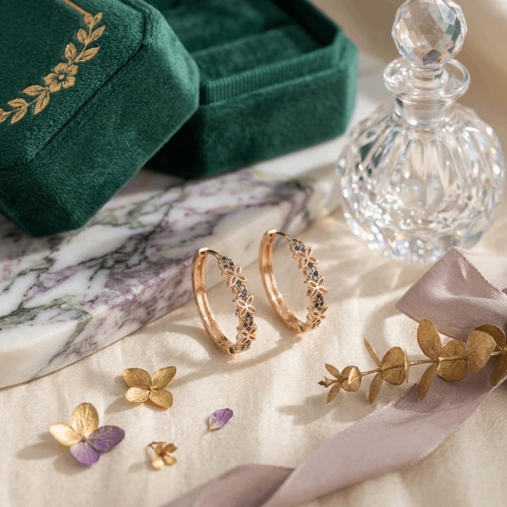 Crystal Zircon Stone Earrings Copper Butterfly Round Earrings Classic Wreath Hoop Earrings  Daily