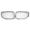 1 Pair Double Line Gloss Silver Car Front Bumper Sport Grilles Kidney Racing Grill Fit For BMW 7 Series F01 F02 2009-2015