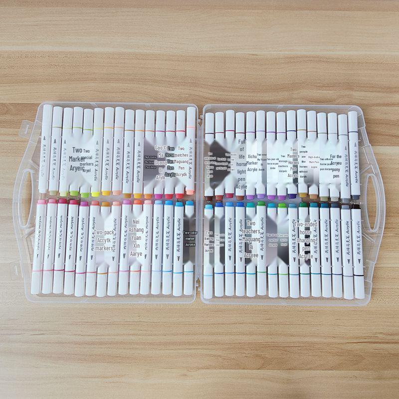 60-Color Acrylic Marker Set with Posture-Correcting Tripod Grip for Kids' Art, Journaling, and Coloring