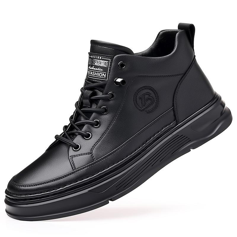 Spring /Autumn New British Style Thick Soled High-top Boots Trend Comfort Soft Soled High Top Men's Casual Leather Board Boots