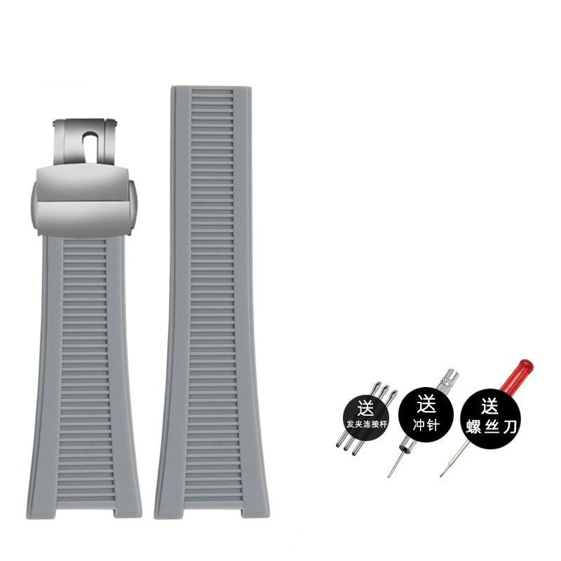 

25*13мм Стальной зернистый силиконовый каучуковый ремешок для часов черный коричневый серый зеленый ремешок для часов Для Patek Philippe PP Nautilus 5711/5712/5726 25mm