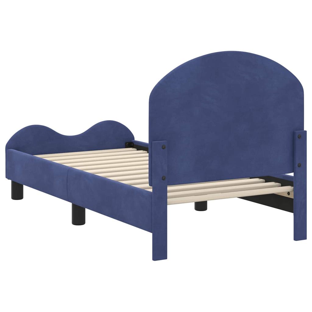 Children S Bed Frame with Headboard Police Blue 70 X 140 Cm Velvet