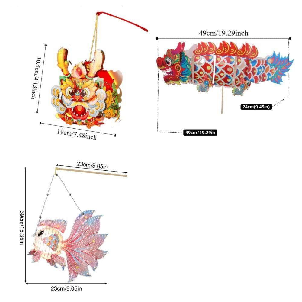 DIY Lantern Material Kit Dragon Dance Lantern Paper Middle Autumn Festival Lantern  Gift
