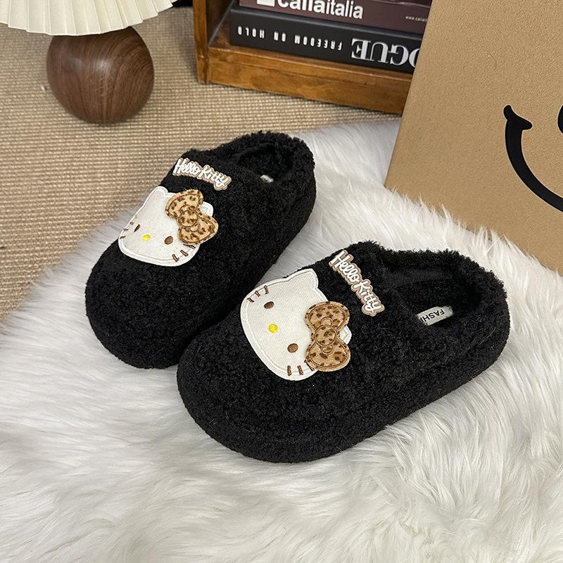 Dessous épais dessin animé doux chaud sac tête coton traîne femmes porter en automne et hiver 2025 nouveau Hello Kitty Mao Mao pantoufles