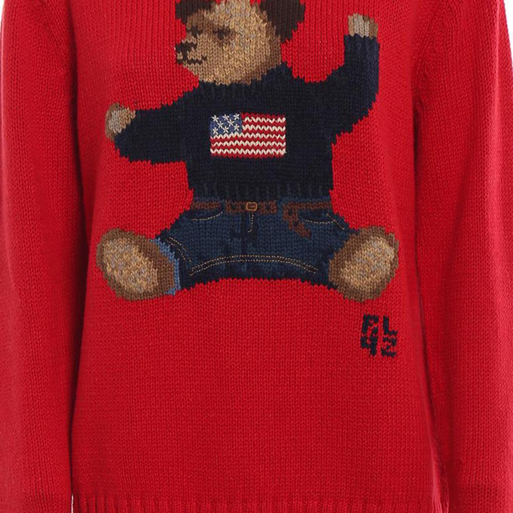 Polo Ralph Lauren Polo Bear Pattern Embroidered Long Sleeve Crew Neck Knit Sweater Women sweater WMPOSWEN6810316-D71