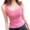 Women's Lace Trim Tunic Tank Top Spaghetti Strap Sleeveless Cami Top Summer Crew Neck Camisoles Undershirts