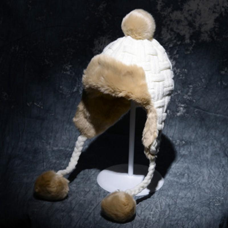 Hat Female Winter Thunderbolt Hat Ear Protection Face Knitted Wool Hat Padded and Thickened Princess Cute Cycling Cap