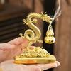 Chinese Feng Shui Golden Dragon Incense Burners with Hulu Fragrance Plate Auspicious Animal Statue Home Office Meditation Decor
