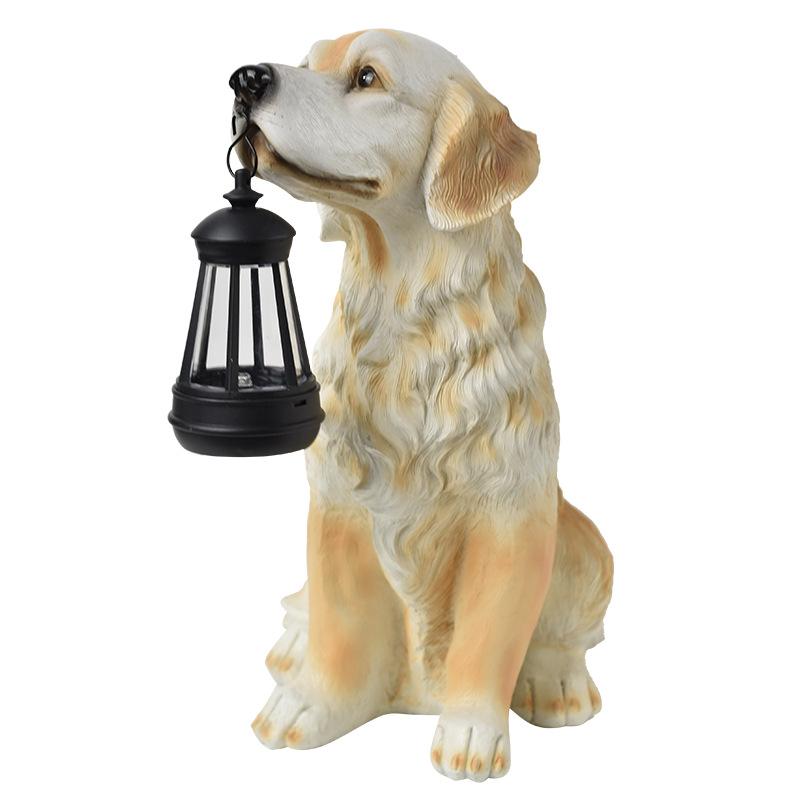 JYL TS/036,Resin Dog Carrying Lantern Solar Outdoor Light for Home Garden Corridor Path Statue Decor