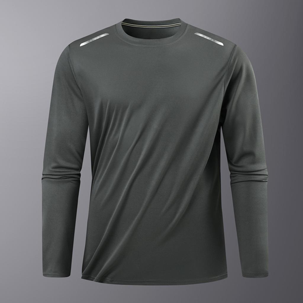 Men's Quick Drying Round Neck T-shirt Long Sleeve Men's Ice Silk Thin Fitness Running Top Bottoming Long Sleeve