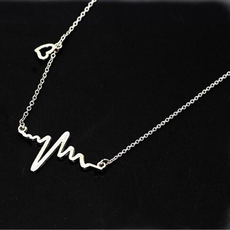 New Clavicle Pendant Nekclaces Choker Fashion Neck Jewelry for Women ECG Heart Necklace Heartbeat Collares Lot