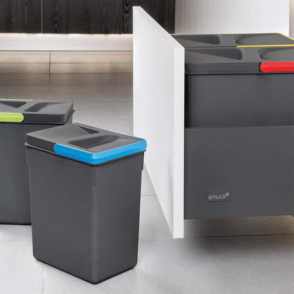 Emuca Ensemble de recyclage moderne waste bin set 24-44L grey anthracite