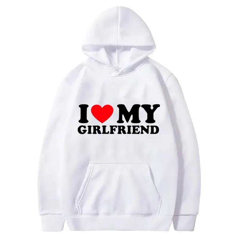 I Love My Boyfriend Girlfriend Printed Women Hoodie Couple Fashion Sports Shirt Harajuku Casual Top Sport Jogging Fleece Sweatshirt