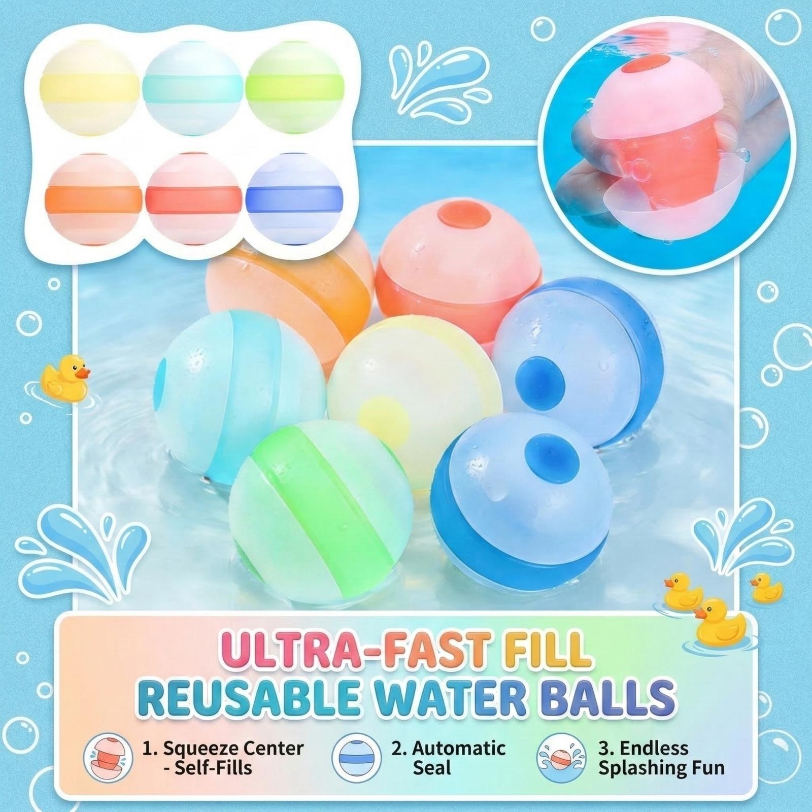

Reusable Water-Balloons — Quick-, Refillable Water Toys For Kids Summer Fun, Outdoor Pool & Water Play One Size