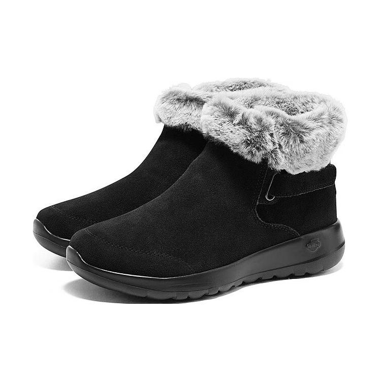 Skechers On The Go Slip-On Warm Waterproof Durable Soft Comfortable Non-Slip Ankle Snow Boots Women boots Black Gray 144041-BKGY