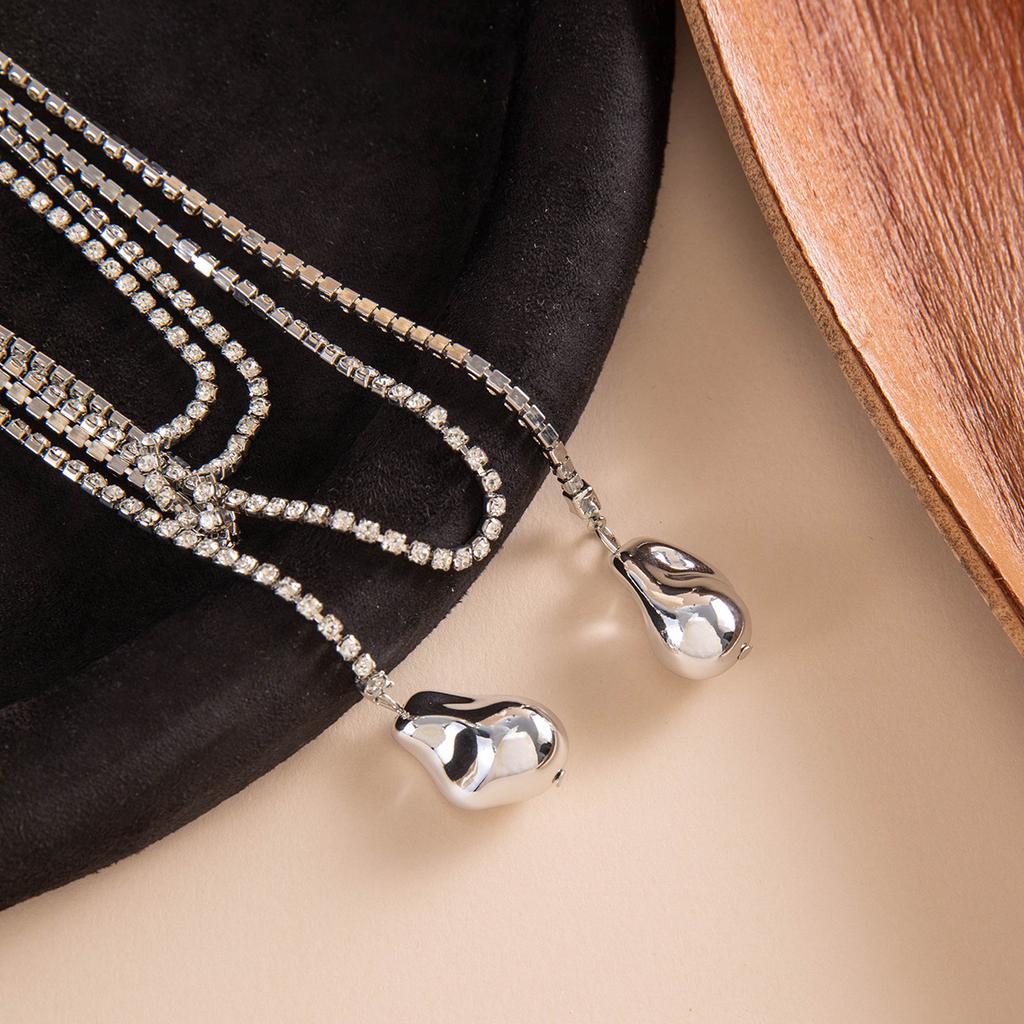 Ins Wind Diamond-encrusted Long Stacked Neck Chain CCB Special-shaped Pendant Necklace Accessories, Wearing Bead Necklace Women