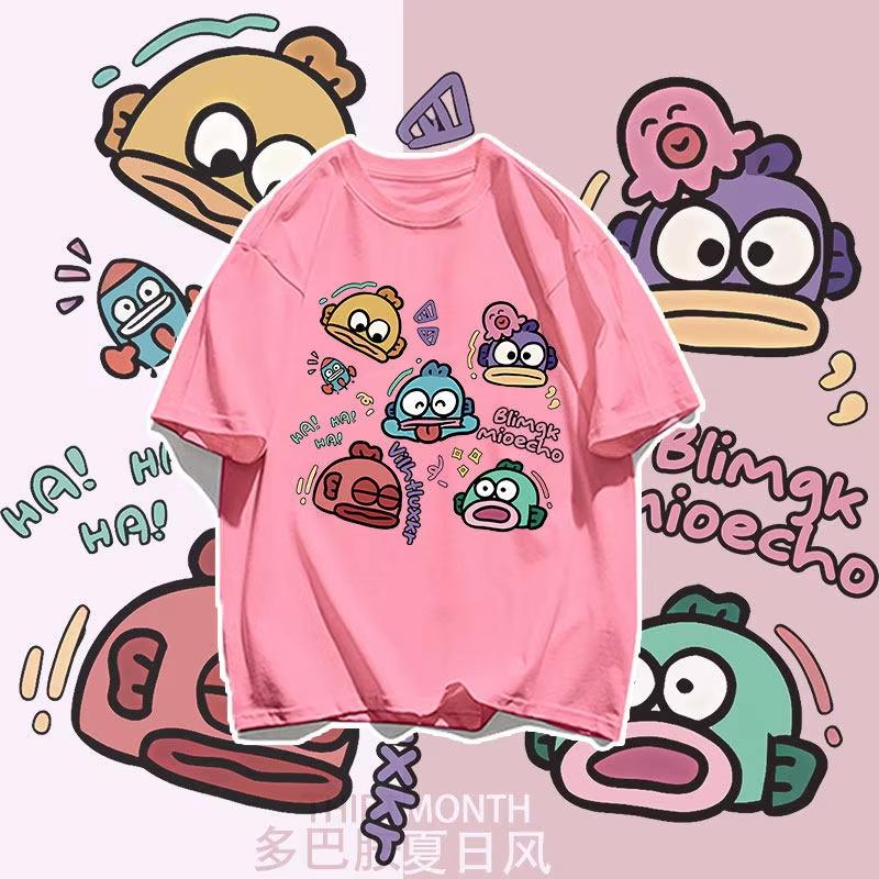 

Cotton Breathable Childrens Tshirt 2026 Summer New Fitness Hangyodon Cartoon Printed Casual Parent Child Short Sleeve S
