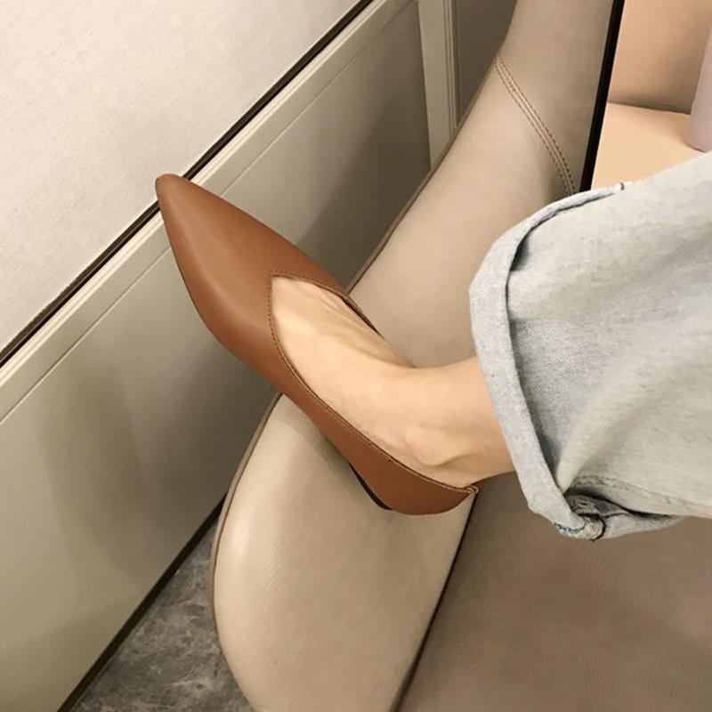 Fashion AIYUQI  Female Shoes Large Size 2025 Pointedtoe Genuine Leather Flat Shoes Women Shallow Mouth Comfortable Women's Boat Shoes