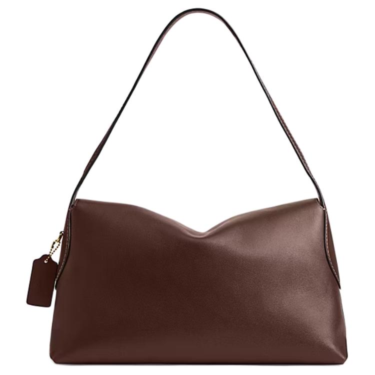 Coach Chelsea 36 Logo Charm Push Lock Closure With Zipper Pocket Natural Pebble Leather Shoulder Bag Large Women shoulder bag Maple-Brown CDS62-B4MPL