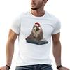 Warte auf den Weihnachtsmann T-Shirt lustige T-Shirts dunkler Humor bedruckte T-Shirts für Mann T-Shirt Mann Baumwolle