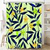 Modern Floral Print Shower Curtain Soft Fabric Waterproof Bathroom Decor For Home Living Room Lime Green Yellow Orange Navy Blue
