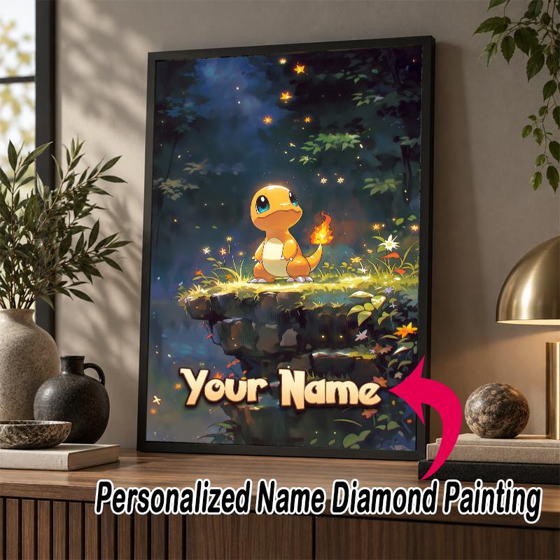 Personalized Charmander Diamond Art Custom Name 5D Diamond Painting Full Drill DIY Craft