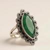 Anello Marquise Smeraldo Verde, Anello Fiore in Argento Sterling 925, Gioiello Fine Fatto a Mano per Regalo Donna