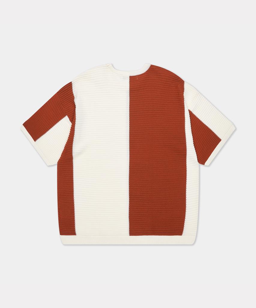 ZENSAI Combination Block Knit Brown