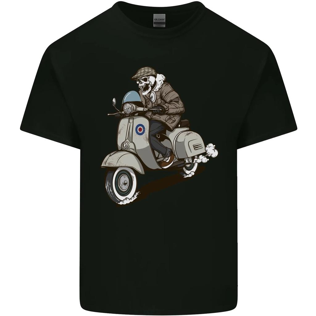 Scooter Skull Motorcycle Biker MOD Kids T-Shirt Childrens