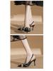 BYZ Backless Pointed Toe Stiletto Microfiber Rhinestone Buckle Heels - Versatile Commuter Work Shoes for Women