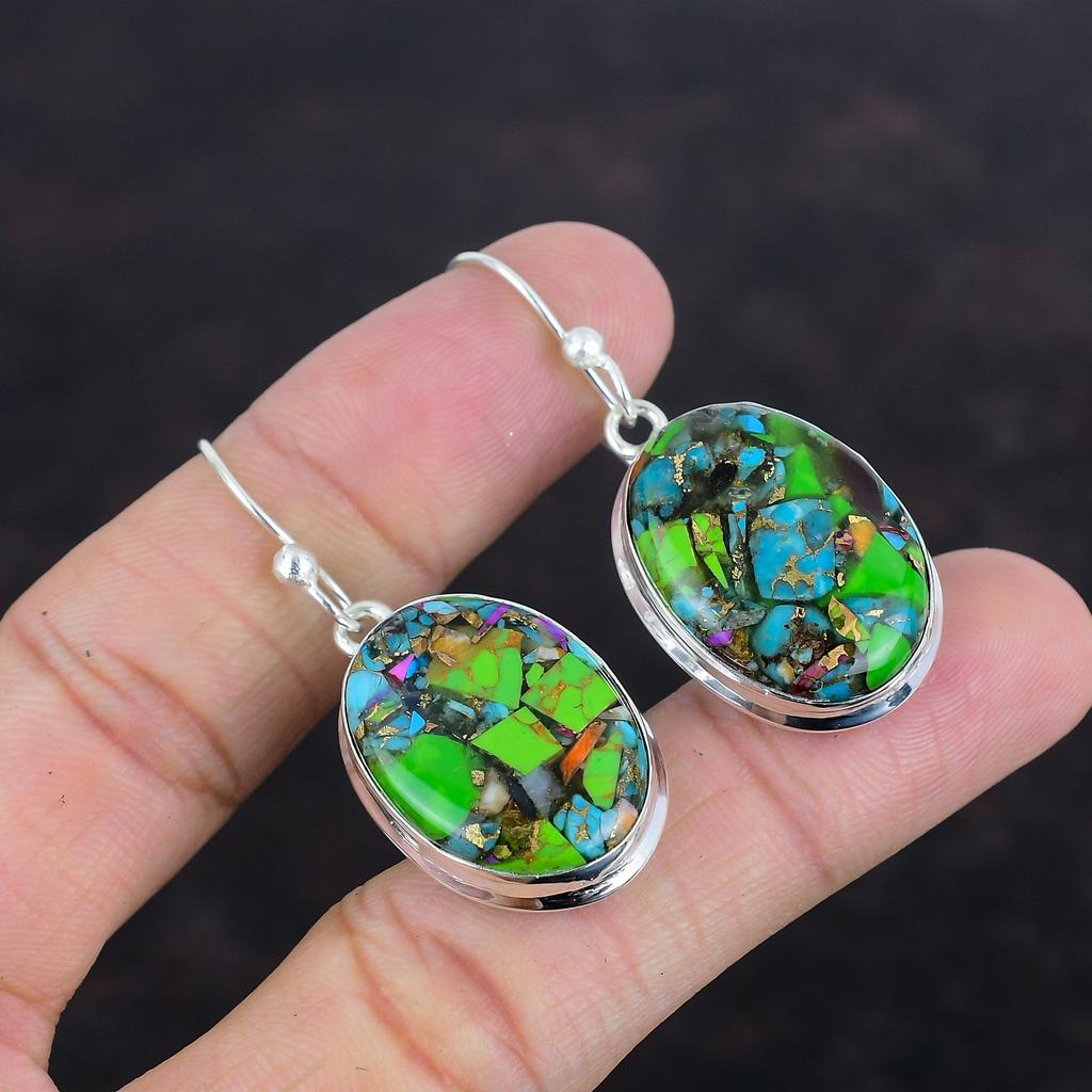 Fiesta Kingman Turquoise Earring Gemstone Jewelry Multi Copper Turquoise Earrings 925 Sterling Silver Earrings Handmade Earring Boho Jewelry