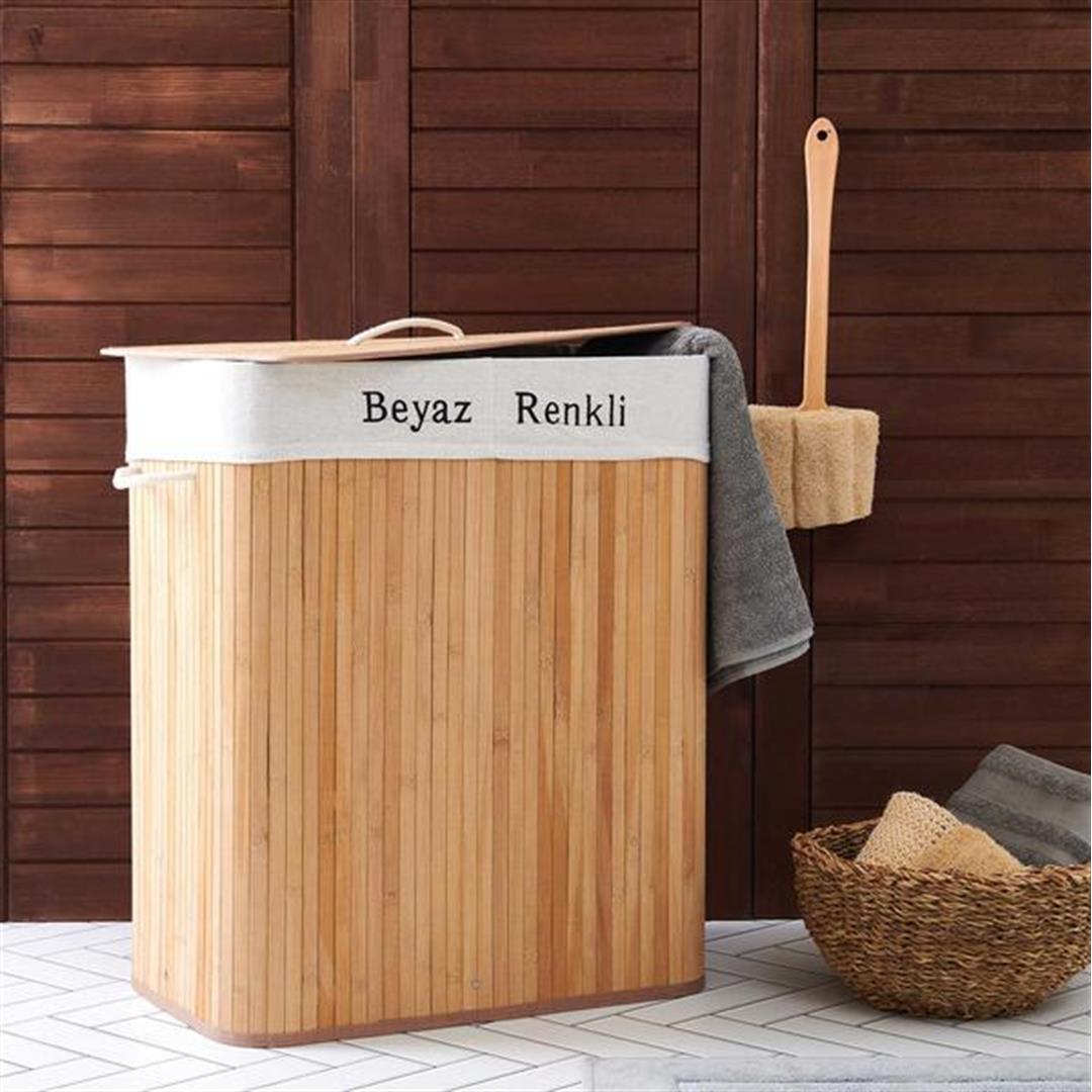 

Двокамерний кошик для білизни Deco&Style Bamboo Natural Beige 52x32x60 cm.